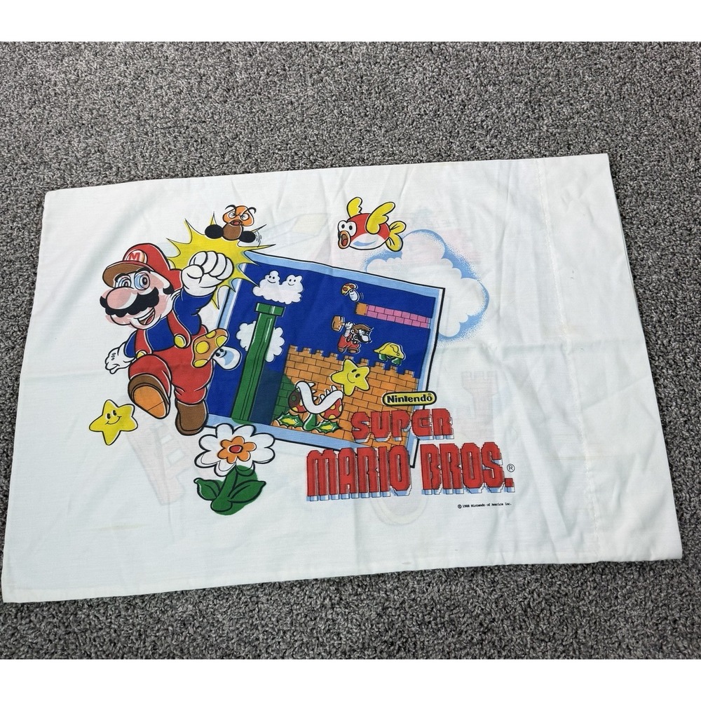 Vintage 1988 Nintendo Super Mario Bros Legend Of Zelda Pillowcase White